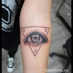 szem tetoválás háromszögben az alkaron - fotó a kész tetoválásról 13052016 13