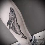 Wal -Tätowierung auf seinem Bein - die endgültige Version eines Fotos der Tätowierung 14072016 1