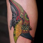 Wal -Tätowierung auf seinem Bein - die endgültige Version eines Fotos der Tätowierung 14072016 2