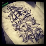 hajó vázlat tetoválás kép