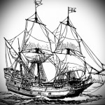 hajó tetoválás vázlata 1