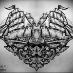 hajó tetoválás vázlata 2