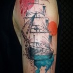 tetováló hajó vitorlákkal