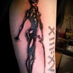 tetováló macska nő, ostorral a kezében