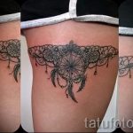 Spitze Tätowierung auf seinem Bein Feder - Foto Beispiel des fertigen Tätowierung 1