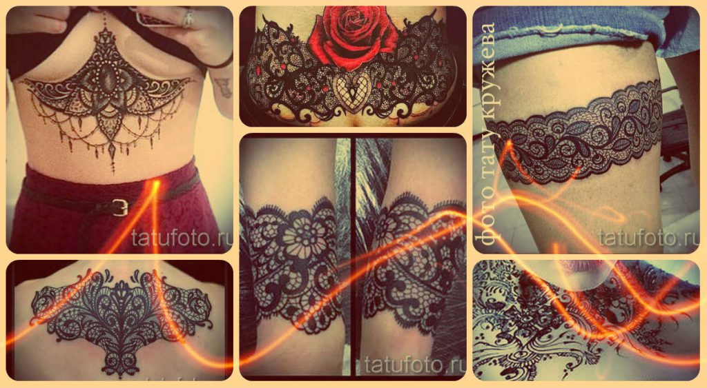 Példák a fotón csipke tetoválással