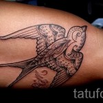 лястовична татуировка на ръката му - Пример за снимка 1