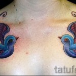 лястовична татуировка на гърдите - пример за снимка 1