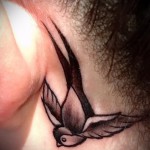 лястовична татуировка зад ухото - пример за снимка 1