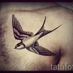 татуировка на лястовица на гърдите - пример за снимка 21