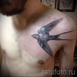 татуировка на лястовица на гърдите - пример за снимка 47