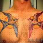 татуировка на лястовица на гърдите - пример за снимка 53