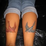 татуировка на лястовица на крака - снимка пример 5