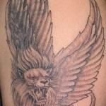 Oroszlán tetoválás fotó - lehetőség szárnyakkal