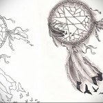 Dreamcatcher tetoválási vázlat - szél és madarak