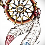 Dreamcatcher tetoválási vázlat - színes rajz