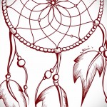 Tattoo dreamcatcher vázlat - piros színű