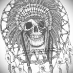 Dreamcatcher tetoválási vázlat - változat koponyával