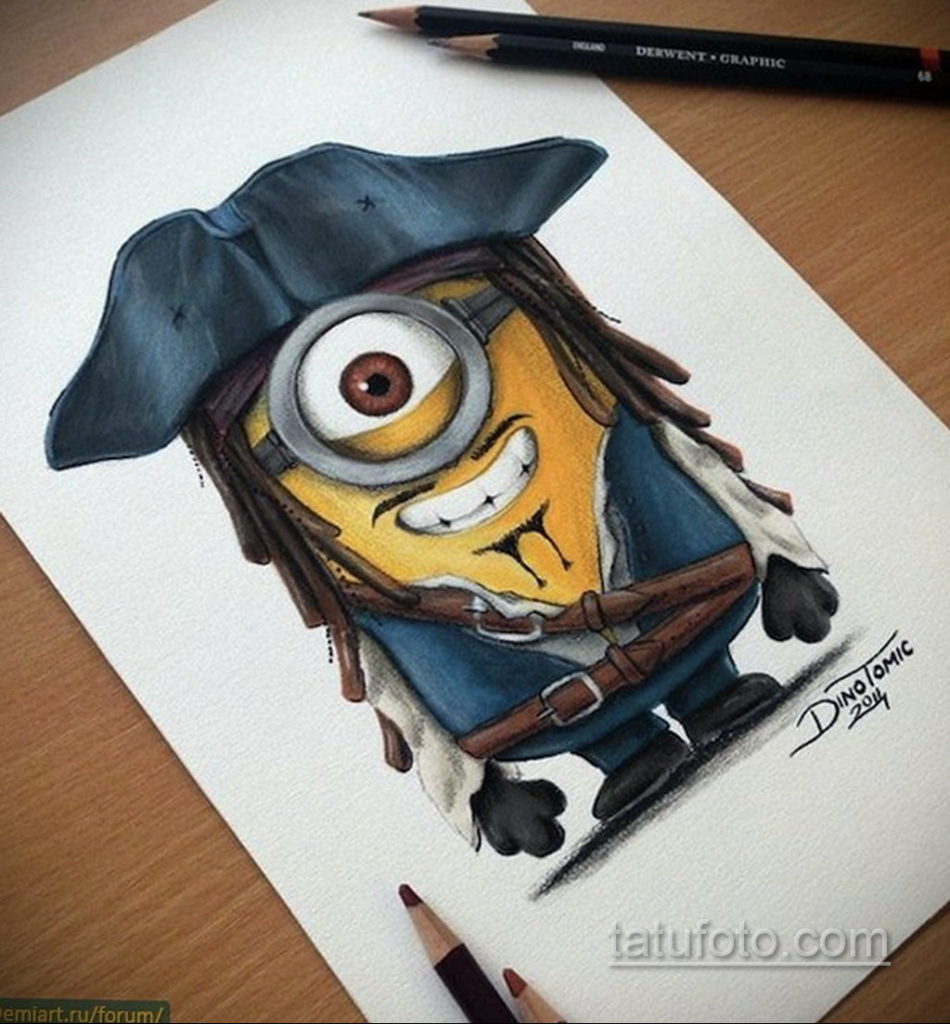 Fotó Tattoo Minion a karikatúrából 2019.12.12 №042 -Tetováló Minion a kosárból-