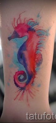 Tengeri ló tetoválás - fotó példa a kész tetoválásra az 56 jelentéséről szóló cikkhez