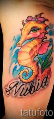 Tengeri ló tetoválás - fotó példa a kész tetoválásra a 34 jelentéséről szóló cikkhez