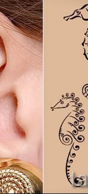 Tengeri ló tetoválás - fotó példa a kész tetoválásra a 14 jelentéséről szóló cikkhez