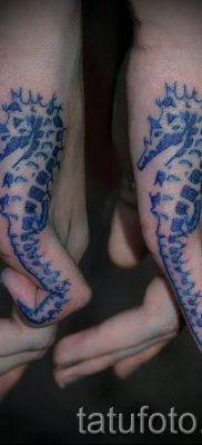 Tengeri ló tetoválás - fotó példa a kész tetoválásra a 4 jelentéséről szóló cikkhez