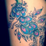 татуировка на паун на бедро - примери за готови татуировки на снимки 01022016 1