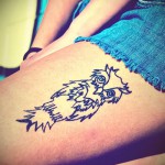 татуировка на бухал на бедрото - примери за готови татуировки на снимки 01022016 2