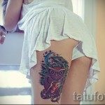 татуировка на бухал на бедрото - примери за готови татуировки на снимки 01022016 4