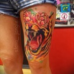 татуировка тигър на бедрото 2