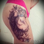 татуировка на лъв на бедрото 1