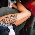 татуировка на божури на бедрото - примери за готови снимки на татуировка 01022016 5