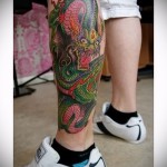 sárkány tetoválás a borjún - fotó példa 20122015 -ből # 2