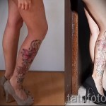 női láb tetoválás a borjún - fotó példa 20122015 # 1