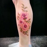 rózsa tetoválás a borjú lábán - fotó példa 20122015 # 1