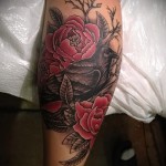 rózsa tetoválás a borjú lábán - fotó példa 20122015 # 3