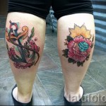 rózsatetoválás a borjú lábán - fotó példa 20122015 -ből # 5