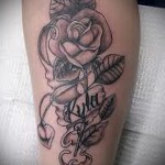 rózsatetoválás a borjú lábán - fotó példa 20122015 -ből # 9