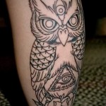 bagoly tetoválás a borjú lábán - fotó példa 20122015 # 3