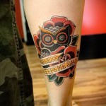 bagoly tetoválás a borjú lábán - fotó példa 20122015 № 8