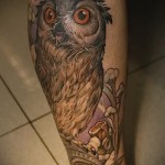 bagoly tetoválás a borjú lábán - fotó példa 20122015 # 10