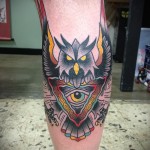 bagoly tetoválás a borjú lábán - fotó példa 20122015 # 12