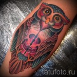 bagoly tetoválás a borjú lábán - fotó példa 20122015 № 13