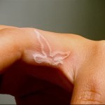 бяла птица - татуировка на женски пръст (татуировка, татуировка)