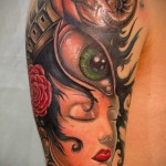 Lány Szem és Csiga Tetoválás Férfiaknak Váll Tetoválás