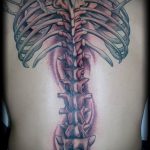 tetoválás a gerincen - hosszirányban - csontváz utánzata bordákkal - fotó
