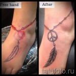 tetoválás a lábán a bokánál - példa a képen 2