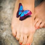 татуировка на пеперуда на стъпалото - снимков пример за завършена татуировка от 23.05.2016 г. 2