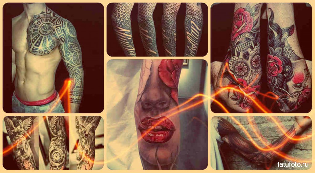 tetoválás az egész karon férfiaknak - példák a fotón